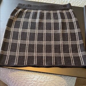 Willi Smith Black Mini Skirt with Cream Windowpane Plaid